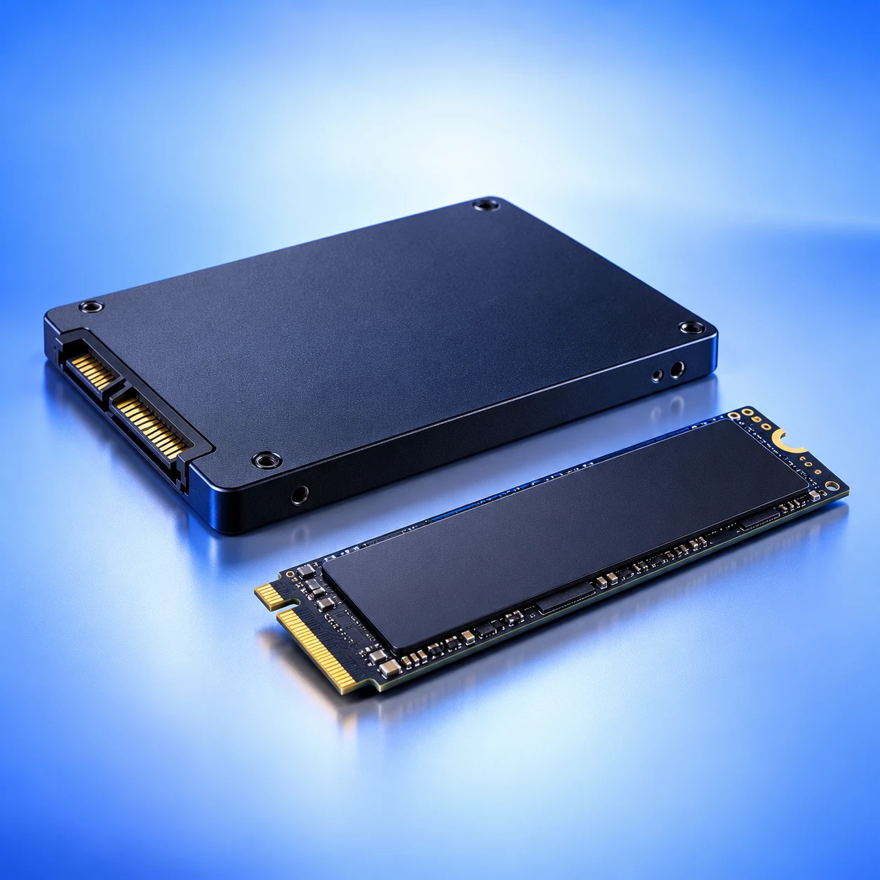 SSD SATA e NVMe em Estúdio Azul 2